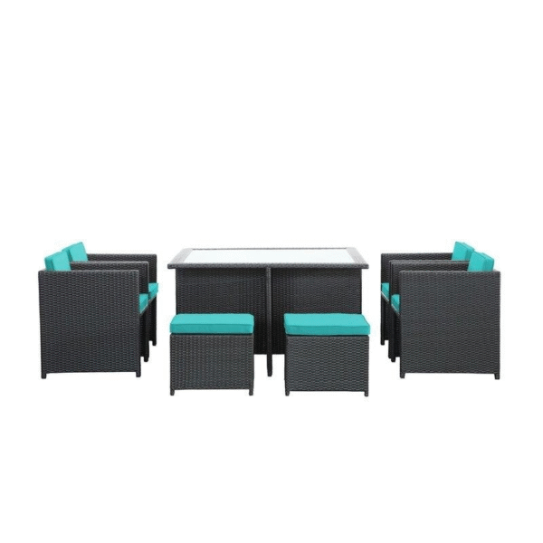 Travers Square 51'' Long Dining Set with Cushions - Image 4