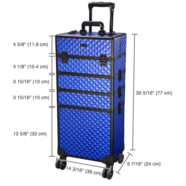 Byootique 4 in 1 Rolling Makeup Case 4-Wheel Blue - Image 7