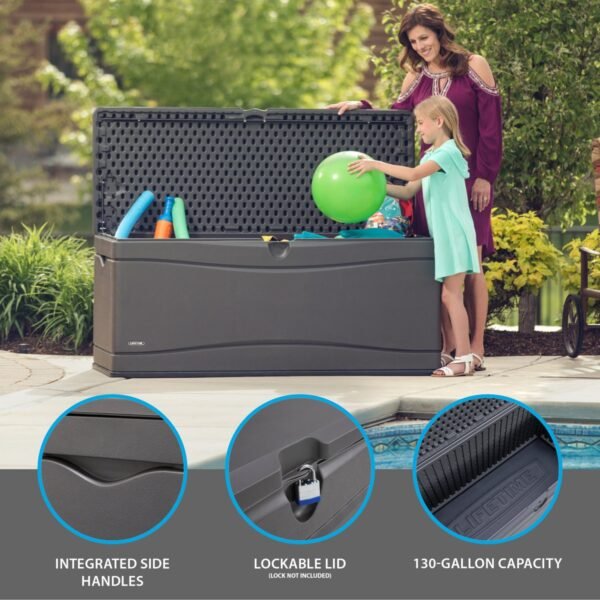 Lifetime 60'' W 130 Gallons Water Resistant Polyethylene Plastic Lockable Deck Box - Image 21