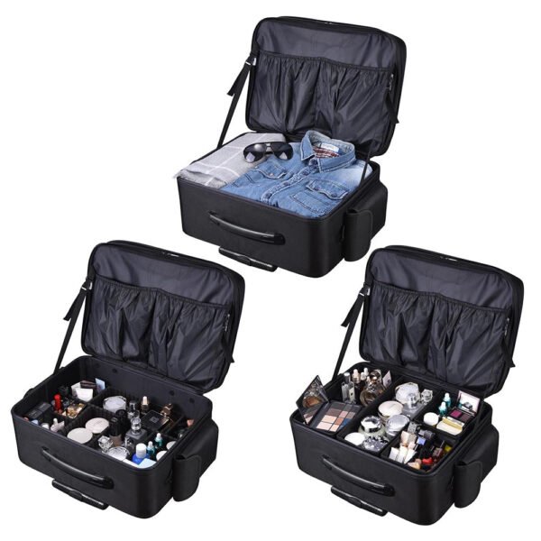 Byootique Rolling Makeup Case on Wheels Cosmetic Organizer 1680D Oxford - Image 7
