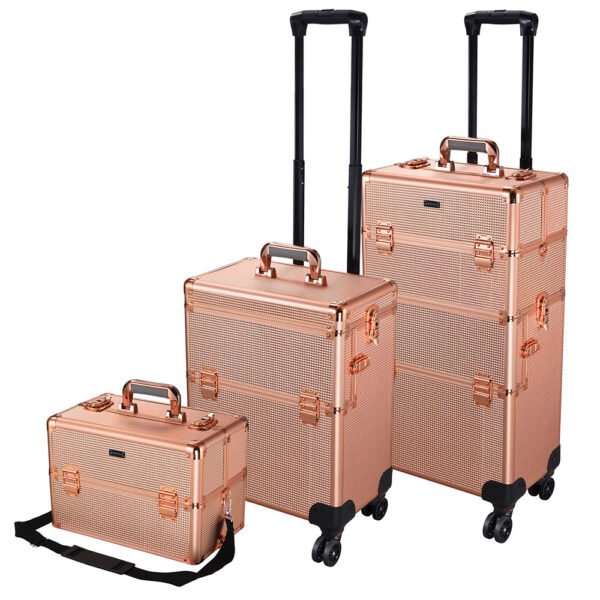Byootique 2in1 Rolling Makeup Artist Case Lockable 4-Wheel - Image 3