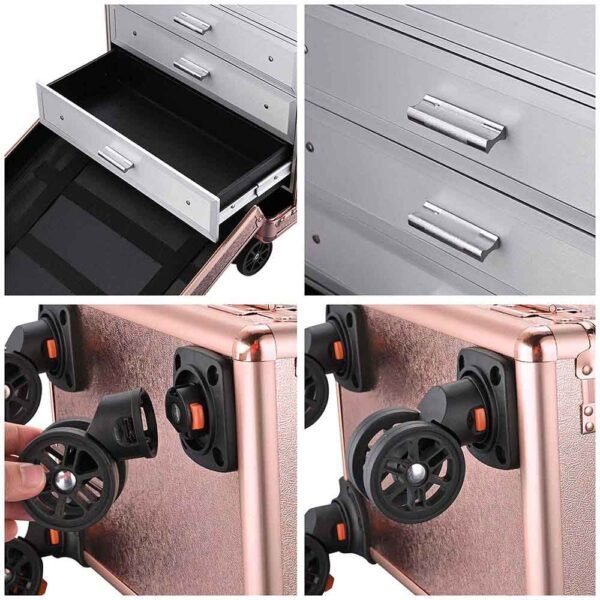 Byootique Rose Rolling Makeup Case with Drawers 4in1 - Image 9
