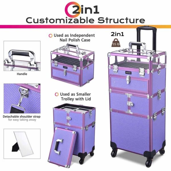 Byootique 2in1 Rolling Makeup Case Nail Polish Organizer Case - Image 8