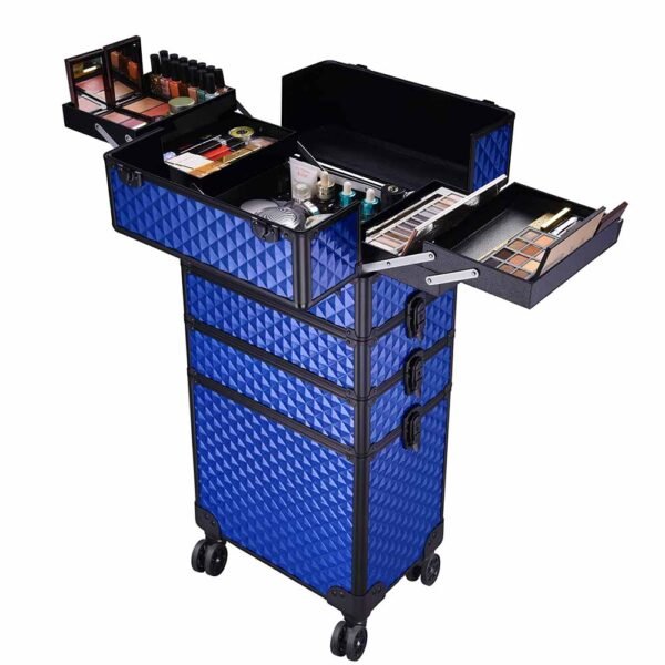 Byootique 4 in 1 Rolling Makeup Case 4-Wheel Blue - Image 2