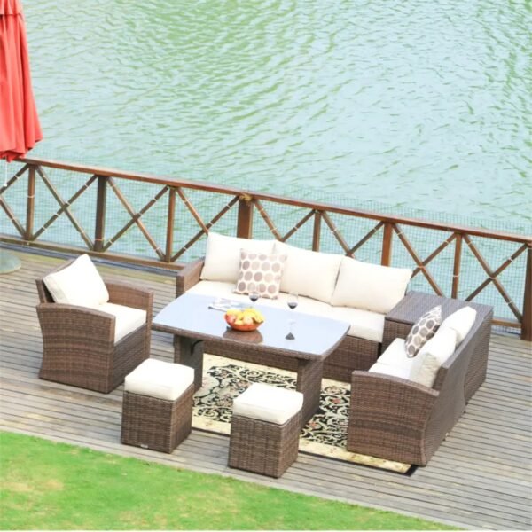 Wicker 8 - Person Garden Lounge Set with Cushions - Image 2