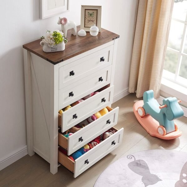 Farmhouse 5 Drawers Dresser Chests - Image 3