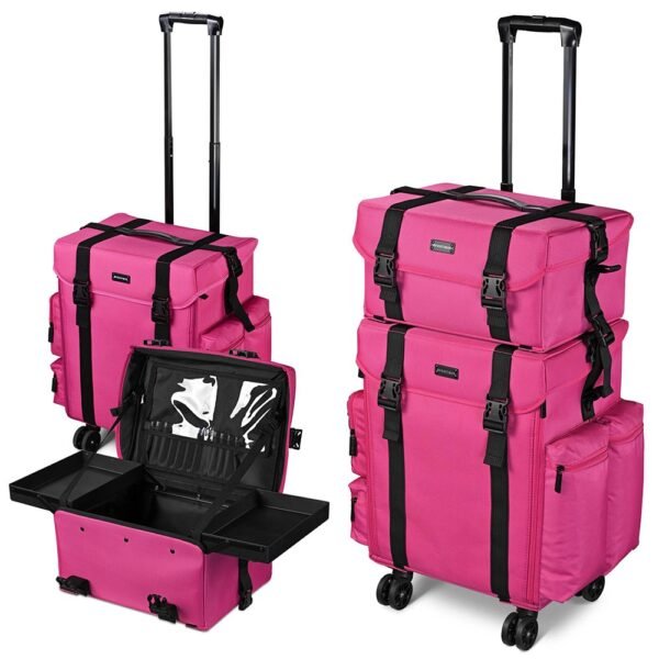 Byootique 2 in 1 Rolling Makeup Suitcase with Drawers Nylon - Image 5