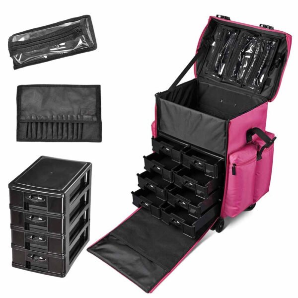 Byootique Rolling Makeup Suitcase with Drawers Nylon - Image 3