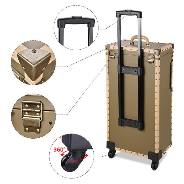 Byootique XLarge Rolling Makeup Lockable Hair Stylist Train Case - Image 7