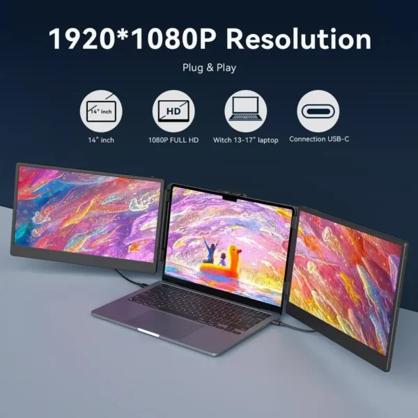 14" Portable Triple Laptop Screen Extender - Image 3