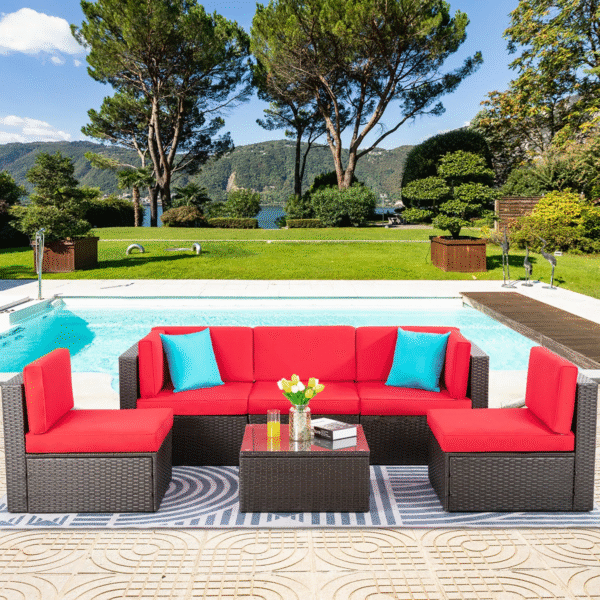 Arlynne 6 Piece Rattan Sectional Seating Group with Cushions