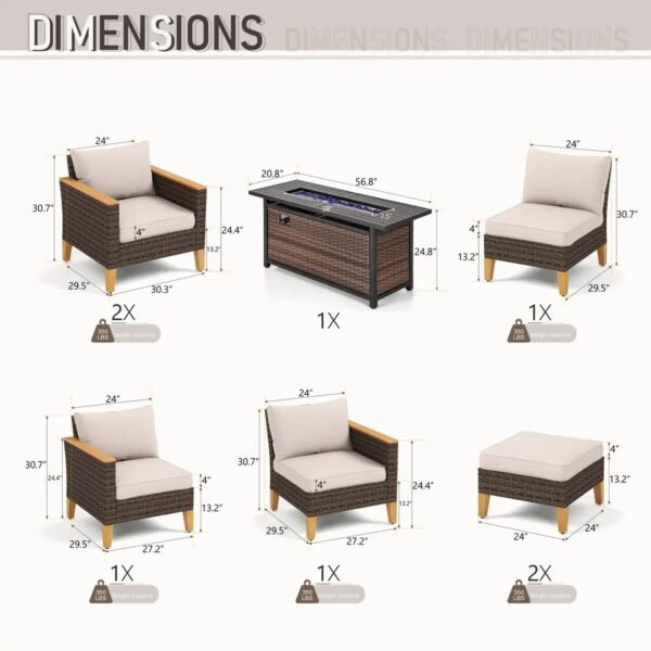 Wicker 9 - Person Garden Lounge Set with Cushions - Image 7