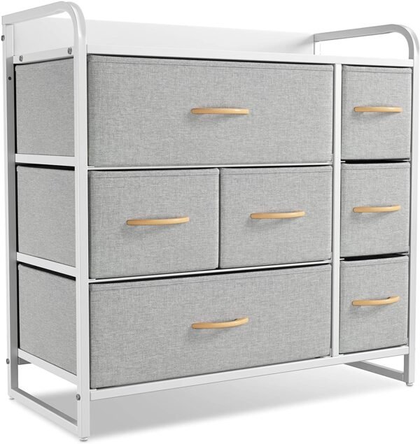 CubiCubi Dresser Organizer with 7 Drawer, Furniture Storage Tower Unit for Bedroom Hallway Entryway Closets, Dresser Clothes Storage with Sturdy Steel Frame Wood Top, Chocolate - Image 4