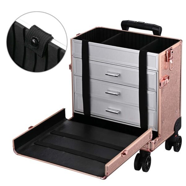 Byootique Rose Rolling Makeup Case with Drawers 4in1 - Image 5