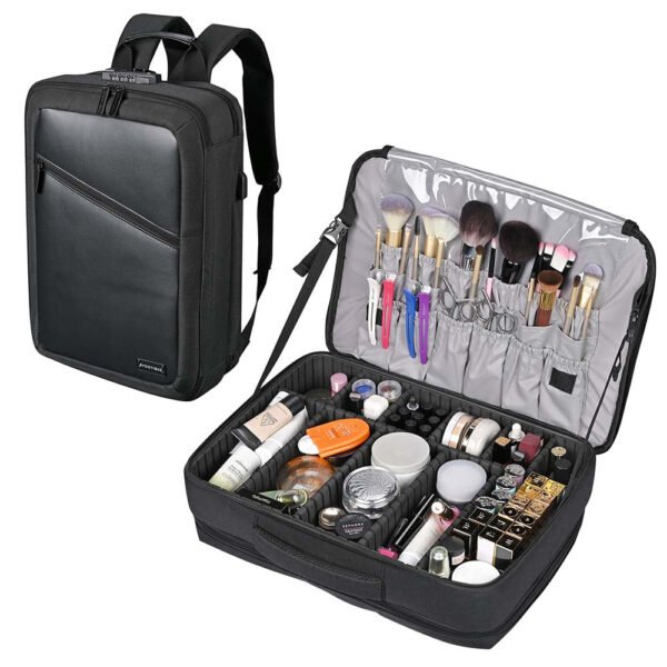 Byootique Pro Artist Makeup Backpack with Dividers TSA Lock - Image 2
