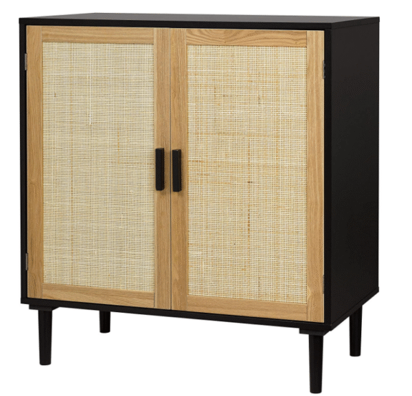 Finnhomy Sideboard Buffet Cabinet, Kitchen Storage Cabinet with Rattan Decorated Doors, Liquor Cabinet for Bar, Dining Room, Hallway, Cupboard Console Table, Accent Cabinet, 31.5X 15.8X 34.6 Inches - Image 6