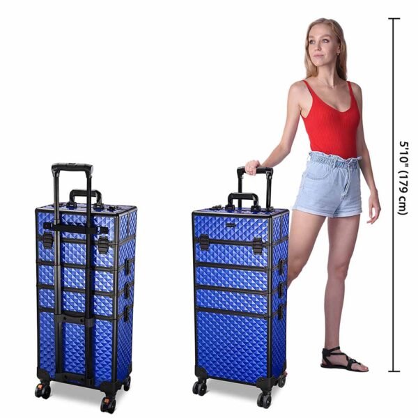 Byootique 4 in 1 Rolling Makeup Case 4-Wheel Blue - Image 8