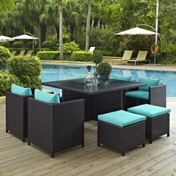 Travers Square 51'' Long Dining Set with Cushions - Image 2