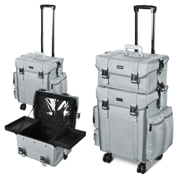 Byootique 2 in 1 Rolling Makeup Suitcase with Drawers Nylon - Image 7