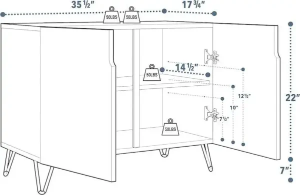 SIGNWIN Sideboard Buffet Cabinet, Kitchen Storage Cabinet with 2 Doors, Abstract Mount Landscape Pattern, Cupboard Console Table for Dining - Image 6