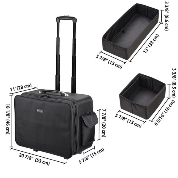 Byootique Rolling Makeup Case on Wheels Cosmetic Organizer 1680D Oxford - Image 9