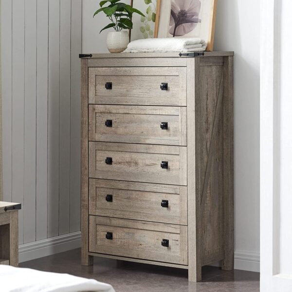 Farmhouse 5 Drawers Dresser Chests - Image 9