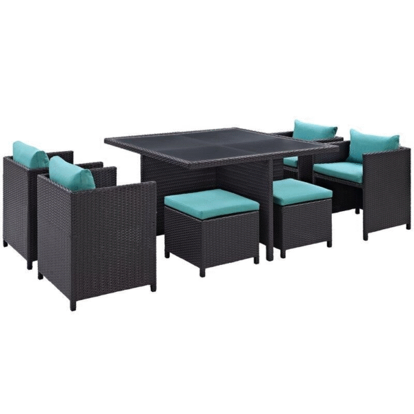 Travers Square 51'' Long Dining Set with Cushions - Image 9