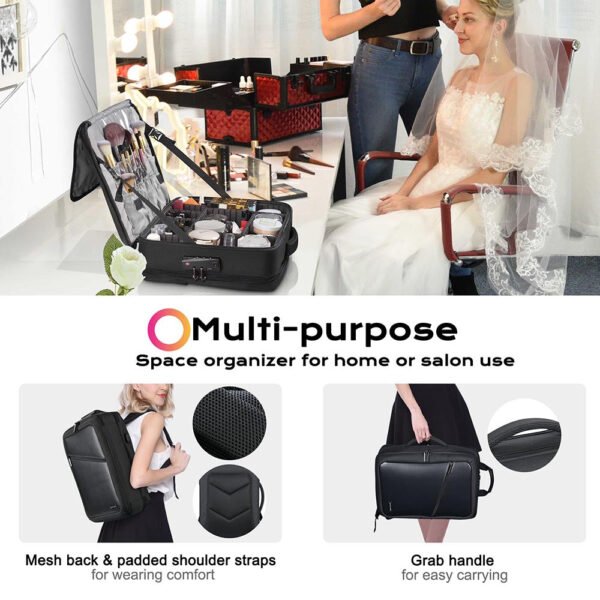 Byootique Pro Artist Makeup Backpack with Dividers TSA Lock - Image 8