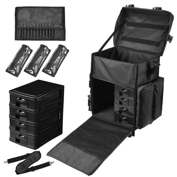 Byootique Rolling Makeup Suitcase with Drawers Nylon - Image 2