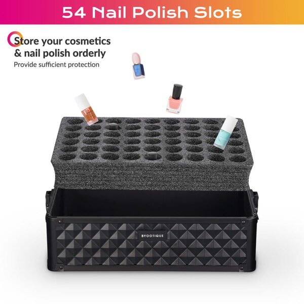 Byootique 4 in 1 Rolling Makeup Case with Lock Nail Polish Slots - Image 8