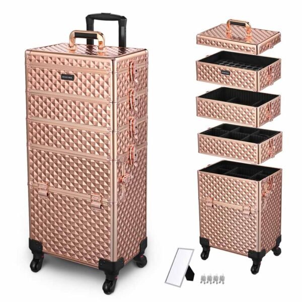 Byootique 4 in 1 Rolling Makeup Case with Lock Nail Polish Slots - Image 2