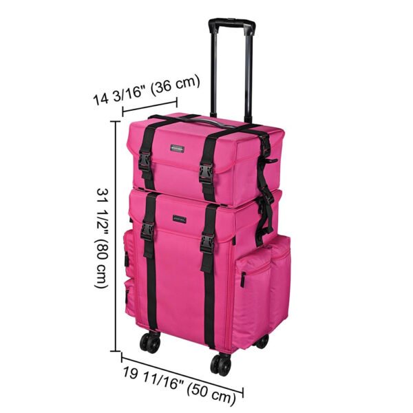 Byootique 2 in 1 Rolling Makeup Suitcase with Drawers Nylon - Image 13