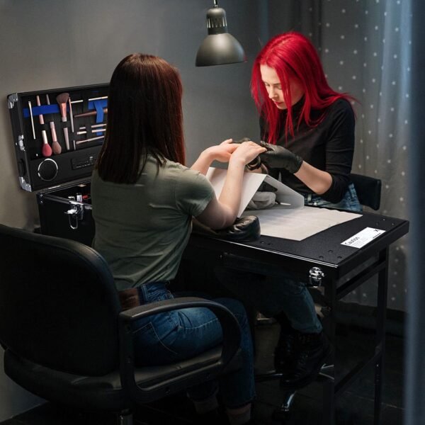 Byootique Nail Tech Desk with Drawers Speaker Mirror Left Handed - Image 9