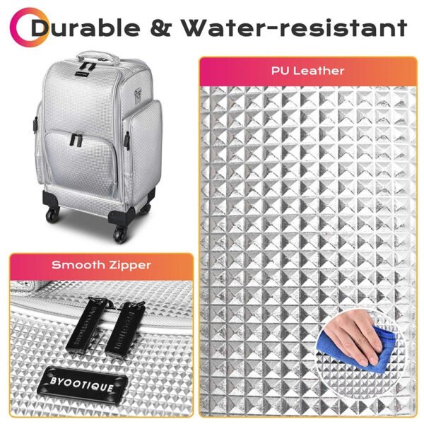 Byootique Makeup Case on Wheels with Trays & Large Capacity - Image 6