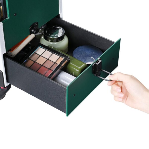 Byootique Emerald Green Makeup Case on Wheels w/ Drawer - Image 5
