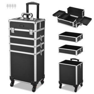Byootique 4 in 1 Rolling Makeup Case Aluminum Keylock Black