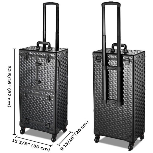 Byootique XLarge Rolling Barber Hair Stylist Makeup Case Black - Image 7
