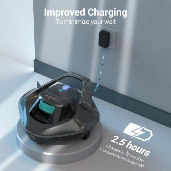 AIPER Pool Robot, Pool Vacuum with 90 Minutes Runtime, Pool Cleaner with Dual Drive Motor, Cordless, Ideal for Pools Under 80 Square Meters - Image 2