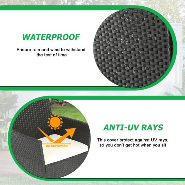 FDW Wicker Outdoor Furniture Patio Furniture Set of 3 Rattan Patio Chairs Outdoor Chairs Patio Conversation Set with Coffee Table for Yard Backyard Lawn Porch Poolside Balcony,Black - Image 10
