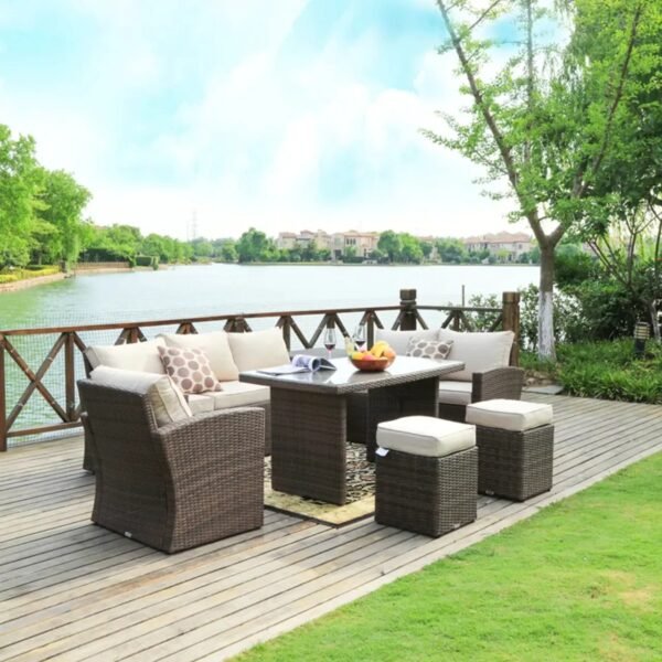 Wicker 8 - Person Garden Lounge Set with Cushions - Image 6