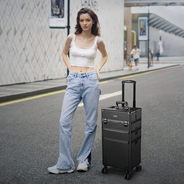 Byootique 3 in 1 Rolling Makeup Case on Wheels Black - Image 8