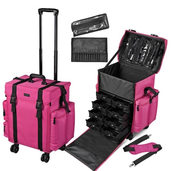 Byootique Rolling Makeup Suitcase with Drawers Nylon - Image 4