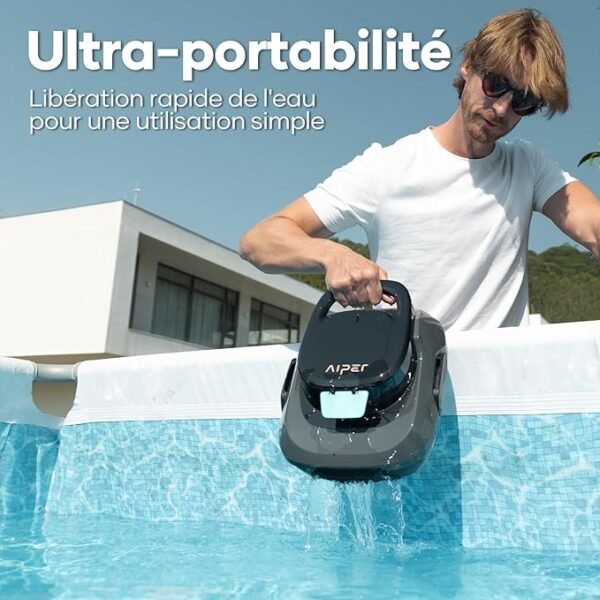 AIPER Scuba SE Robot Pool, Cordless Pool Vacuum, 90 Minutes Cleaning, Automatic Parking Function, Compact and Lightweight Pool Cleaner, Ideal for Above Ground Pools 80㎡ - Image 5