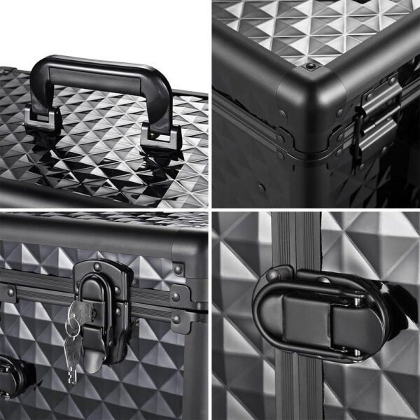 Byootique XLarge Rolling Barber Hair Stylist Makeup Case Black - Image 5