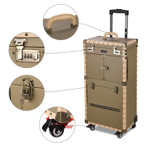 Byootique XLarge Rolling Makeup Lockable Hair Stylist Train Case - Image 6