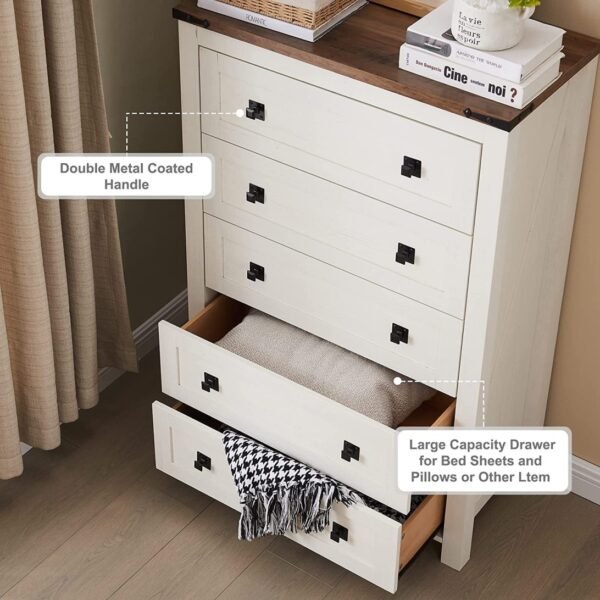 Farmhouse 5 Drawers Dresser Chests - Image 4