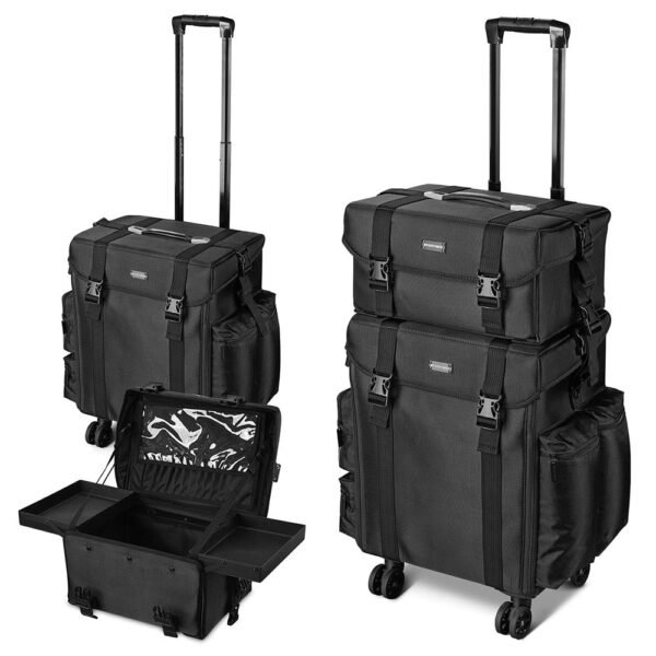 Byootique 2 in 1 Rolling Makeup Suitcase with Drawers Nylon - Image 4