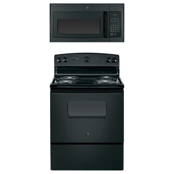 ✨Limited to 300✨GE Appliances 2 Piece Kitchen Appliance Package with Electric Freestanding Range , Over-The-Range Microwave