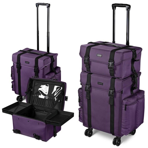 Byootique 2 in 1 Rolling Makeup Suitcase with Drawers Nylon - Image 3