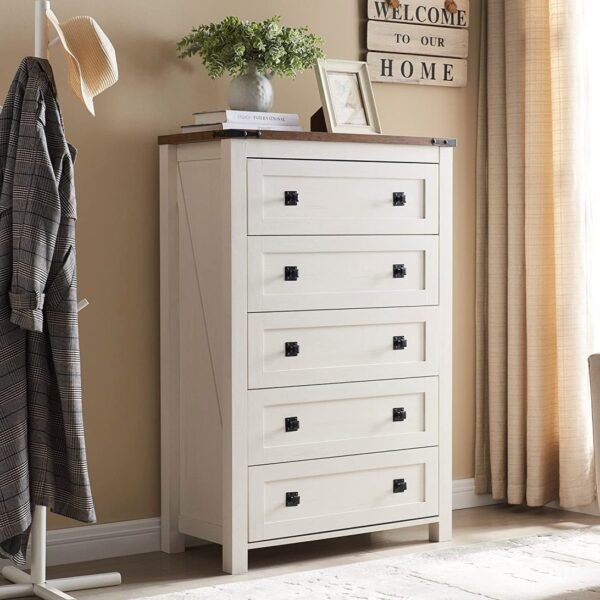 Farmhouse 5 Drawers Dresser Chests - Image 2